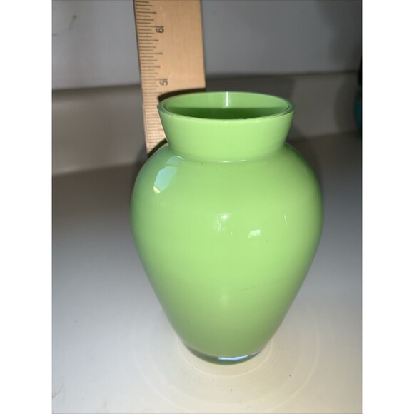 Hand Blown Green 5” Glass Vase - Picture 8 of 9